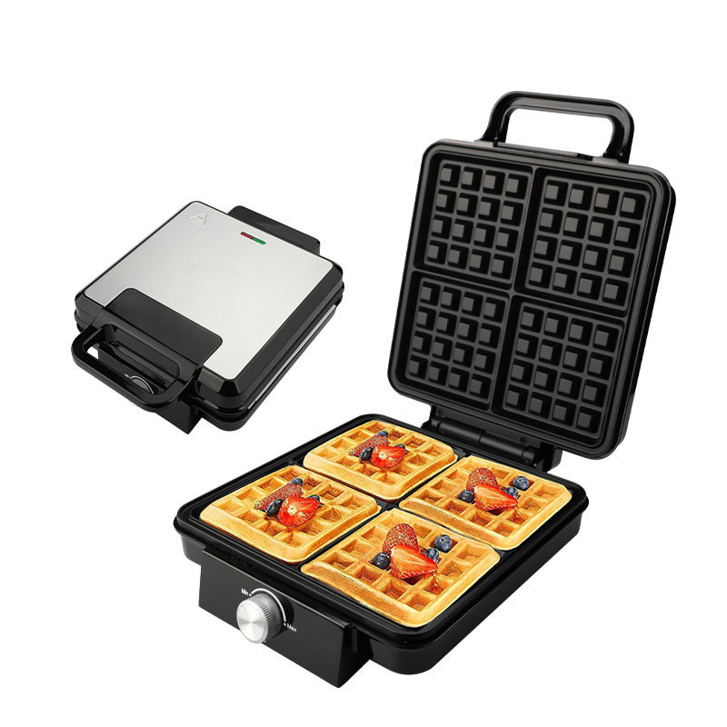 Waffle Iron Belgian - เครื่องทำวาฟเฟิลเบลเยียมขนาดเล็ก 4 ชิ้น รีมิกซ์, 3 ระดับการย่าง
