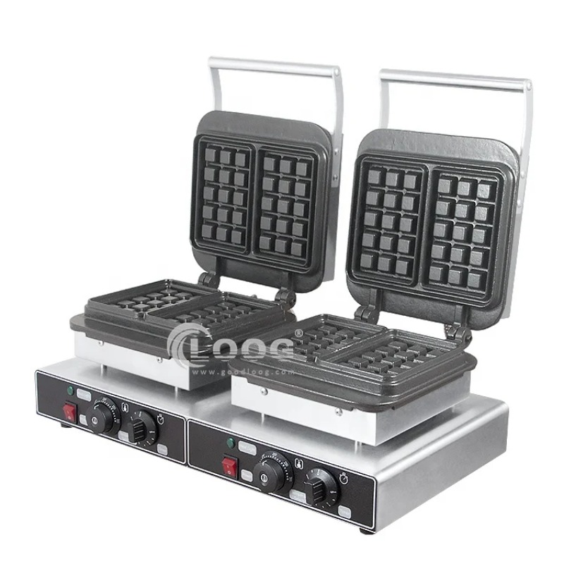 Waffle Iron Belgian - เครื่องทำวาฟเฟิลเบลเยียมรูปสี่เหลี่ยมผืนผ้า แผ่นเหล็กหล่อ ตัวเครื่องสแตนเลส ประสิทธิภาพสูง ราคาประหยัด