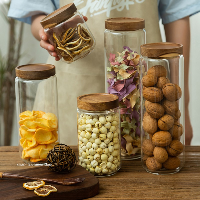 Kitchen Appliances Manufacturers - ไม้ฝาปิดแก้ว Airtight กระป๋องห้องครัวขวด Jars อาหารธัญพืชชากาแฟถั่วธัญพืช Candy