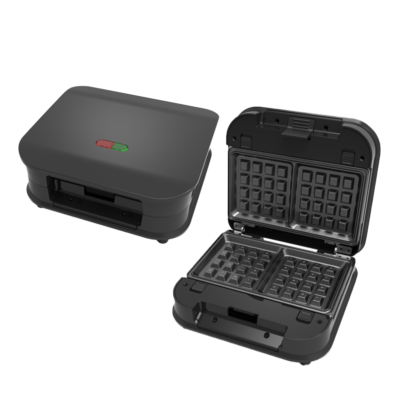 Waffle Iron Belgian - เครื่องทำวาฟเฟิลเบลเยียมไฟฟ้าขนาดเล็ก 2 ช่อง แบบพกพา พร้อมแผ่นอบเคลือบกันติดที่ถอดออกได้ สำหรับทำอาหารเช้าอย่างรวดเร็ว