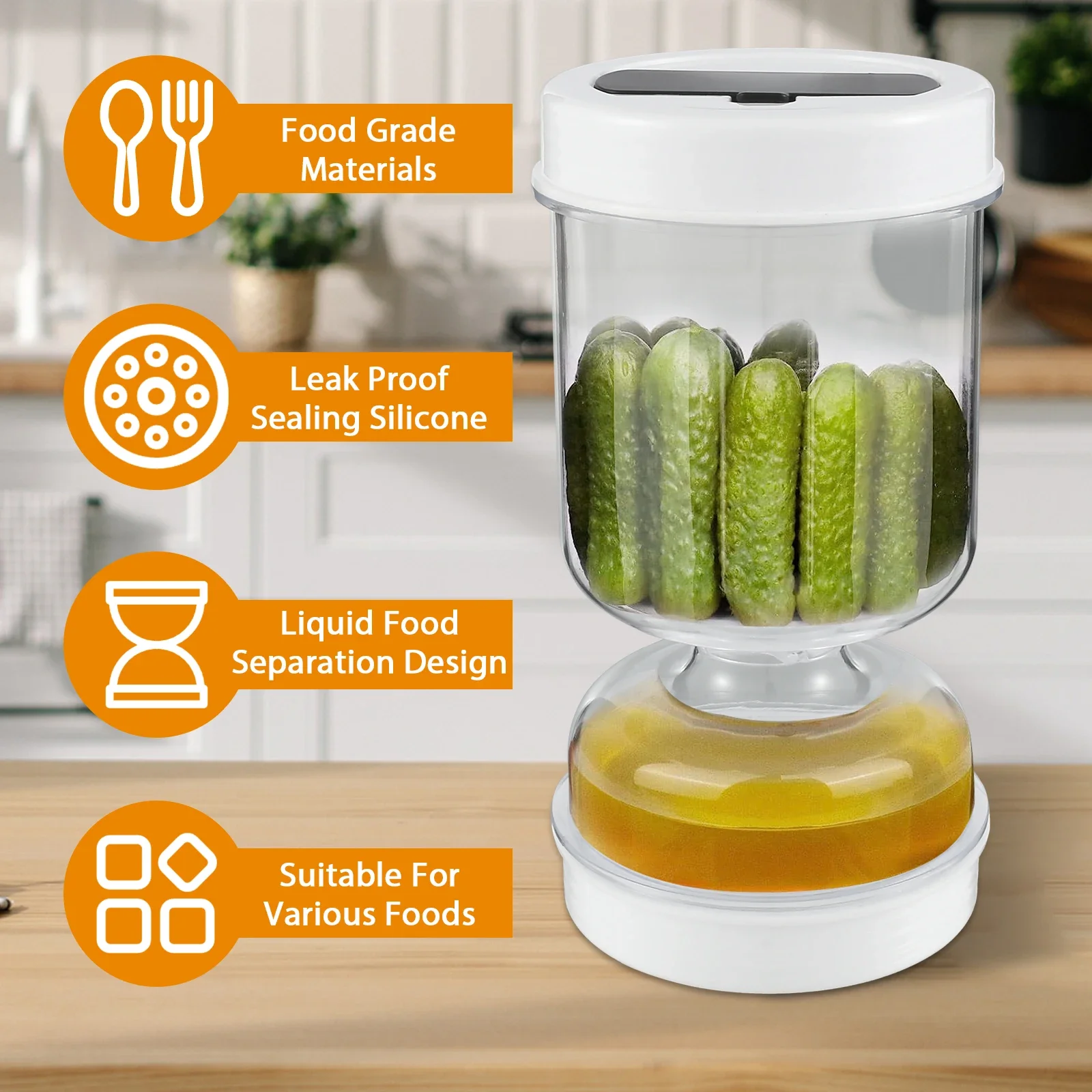 Kitchen Appliances Manufacturers - ภาชนะดองแยกเปียกและแห้ง Pickle Olive Jar พร้อมส้อม LeakProof