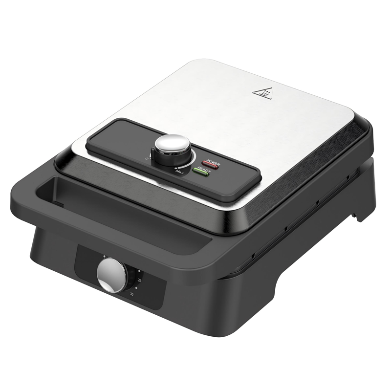 Waffle Iron Belgian - เครื่องทำวาฟเฟิลเบลเยียม 4 ชิ้น, เตารีดวาฟเฟิลพร้อมปุ่มปรับสี, ไฟแสดงสถานะ, ป้องกันการไหลล้น,