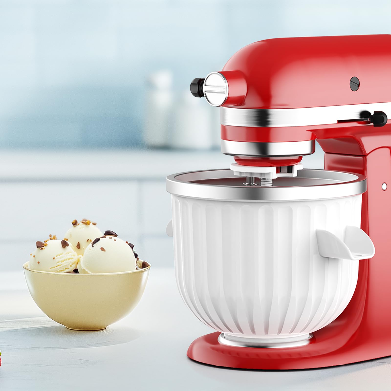 Kitchen Appliances Manufacturers - อุปกรณ์ทำไอศกรีมขนาด 2 ควอร์ต สำหรับเครื่องผสมอาหารแบบตั้งโต๊ะ KitchenAid ใช้ได้กับขนาด