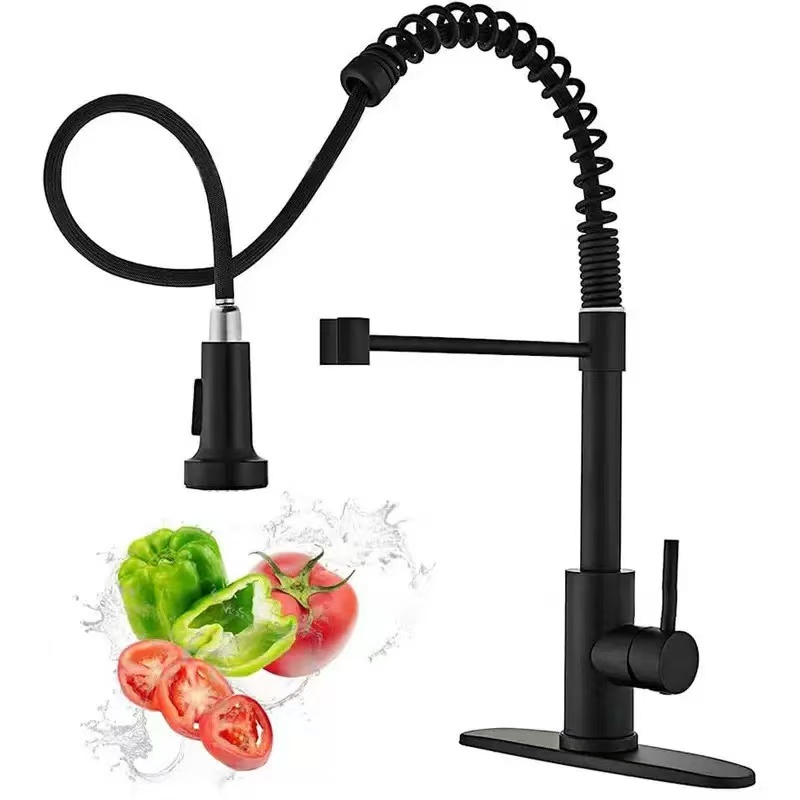 Kitchen Appliances White - ก๊อกน้ำห้องครัวสแตนเลสแบบรูเดียว หัวฉีดแบบดึงออกได้ ก๊อกผสมอ่างล้างจาน หัวฉีดแบบสเปรย์ หมุนได้ 360