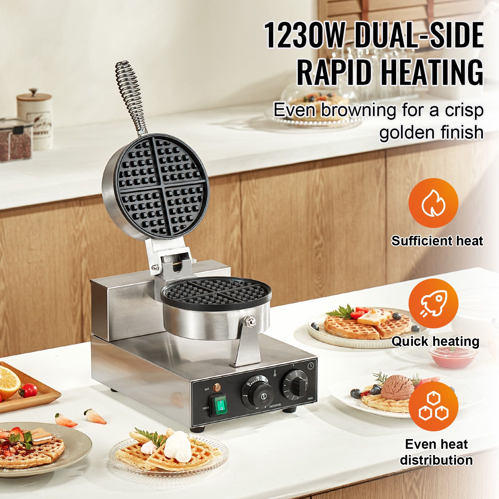 เครื่องทำวาฟเฟิลเชิงพาณิชย์, เ - Waffle Iron Belgian บทวิจารณ์และราคา
